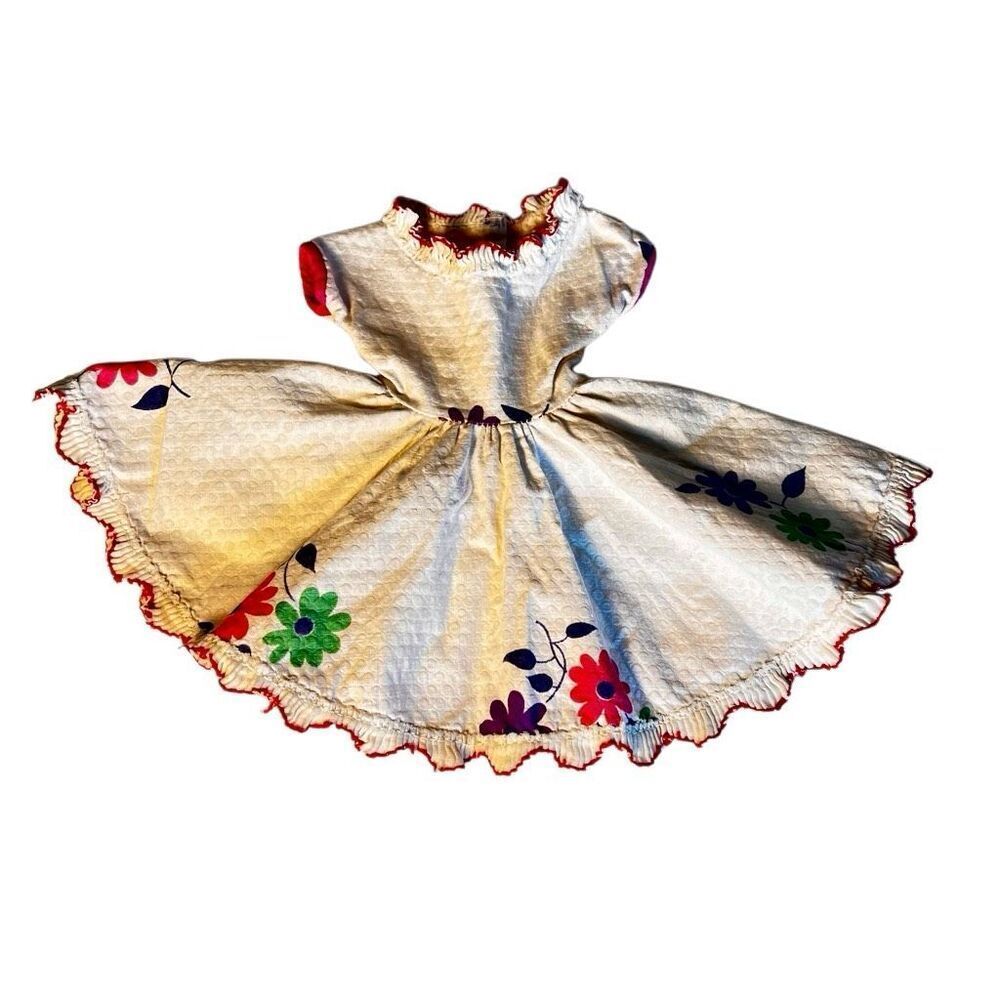 Vintage Mexican Embroidered Fiesta Doll Dress, Charro Style/ Escaramuza Dress
